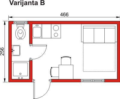 Prenosivi apartman P1 - varijanta B - tlocrt
