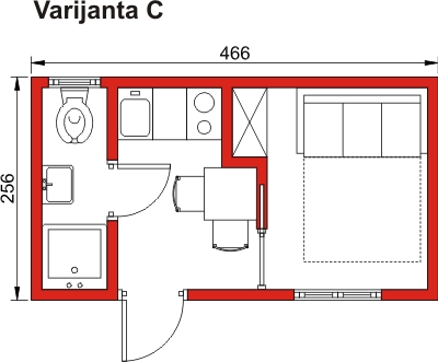 Prenosivi apartman P1 - varijanta C - tlocrt